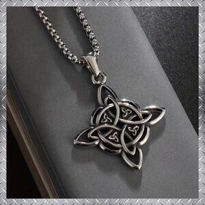 Large Irish Celtic Cross Pendant and Necklace #1197